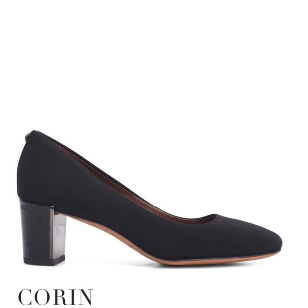 Women Donald J Pliner Corin Block Chrome-Heel Black Pumps Variety 9.5M  RP $ 218